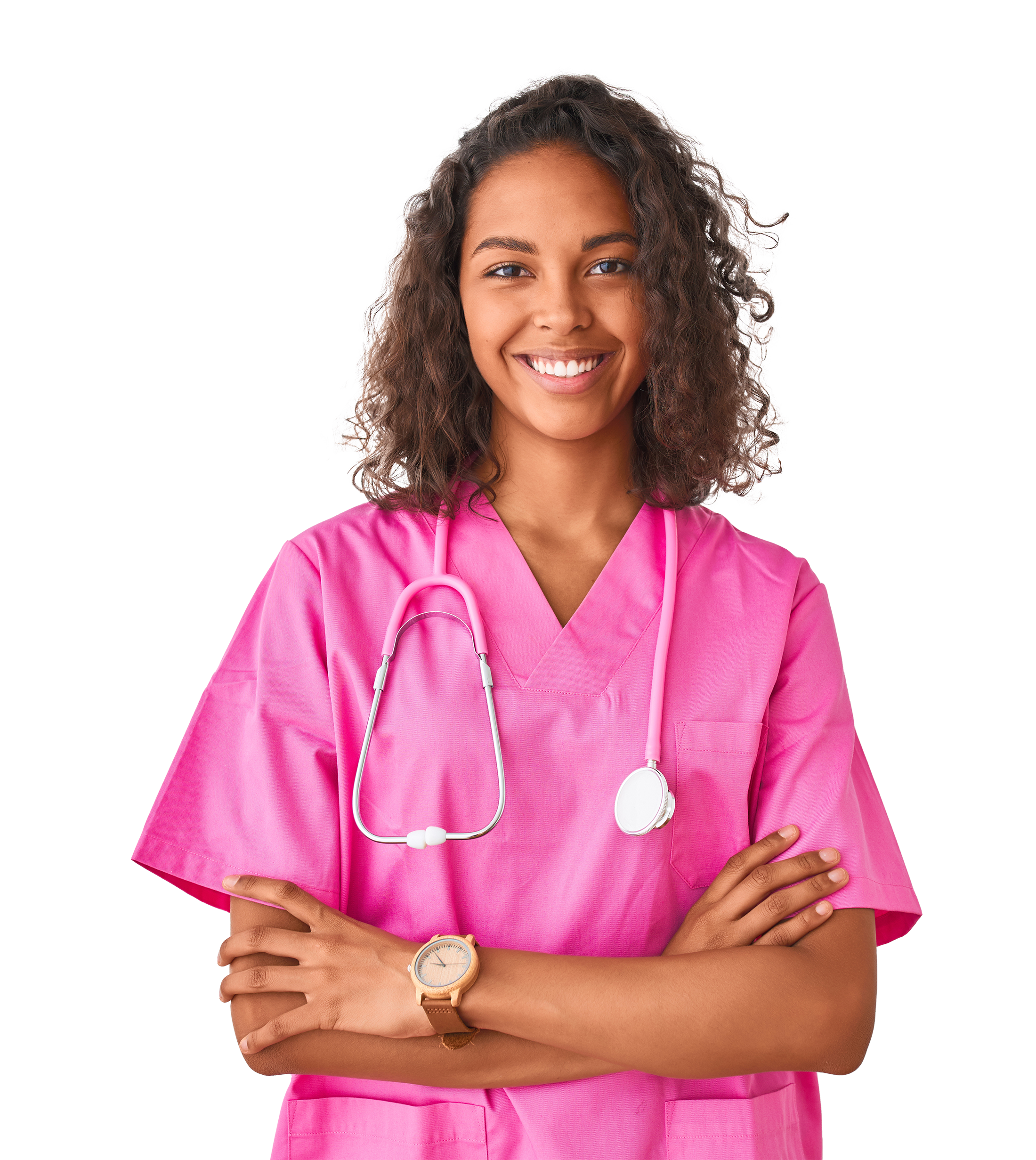 nurse in pink scrubs