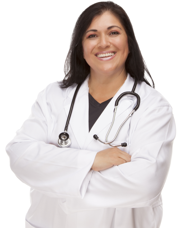 nurse smiling in labcoat