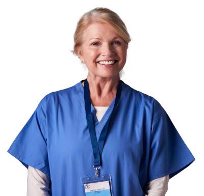 older nurse smiling