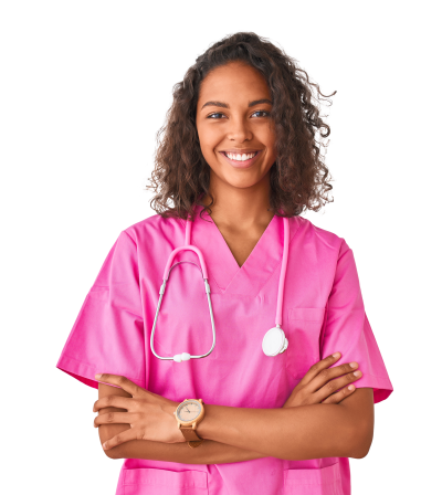 nurse in pink scrubs